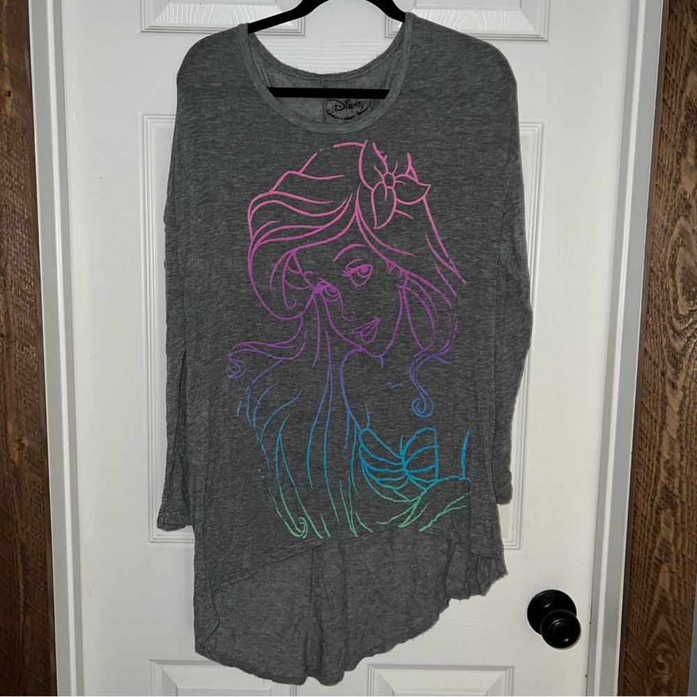 Torrid Disney Little Mermaid Ariel Rainbow Ombré Long Sleeve Shirt Plus Size 1X